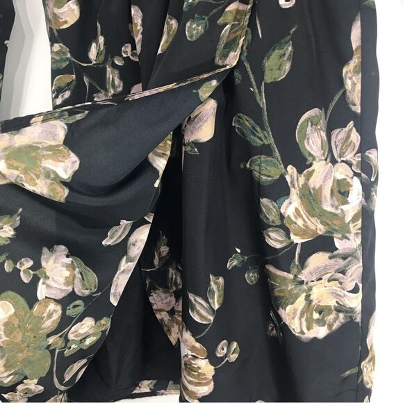J. Crew Factory Dark Floral Long Sleeve Faux Wrap Skirt Mini Dress - Picture 6 of 16